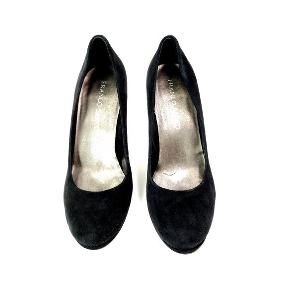 Women's Black Suede High Heel Shoes - Picture 6 of 8